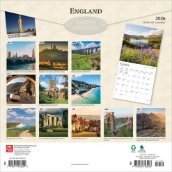 Alternative view of England | 2026 12 x 24 Inch (Hanging) Monthly Square Wall Calendar | Plastic-Free | BrownTrout | UK United Kingdom Scenic