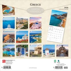 Alternative view of Greece | 2026 12 x 24 Inch (Hanging) Monthly Square Wall Calendar | Plastic-Free | BrownTrout | Travel Europe Balkans Athens Mykonos