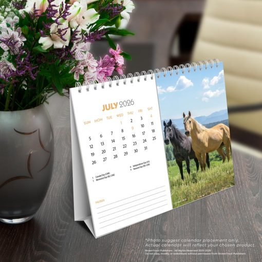 Horse Lovers | 2026 7.5 x 6 Inch Monthly Double-View Easel Desk Calendar | BrownTrout | Animals Horses Equestrian