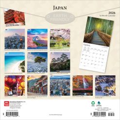 Alternative view of Japan | 2026 12 x 24 Inch (Hanging) Monthly Square Wall Calendar | Plastic-Free | BrownTrout | Scenic Travel Asia Cherry Blossoms Tokyo Kyoto Osaka