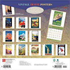 Alternative view of Vintage Travel Posters | 2026 12 x 24 Inch (Hanging) Monthly Square Wall Calendar | Plastic-Free | BrownTrout | Art Railways Illustrations