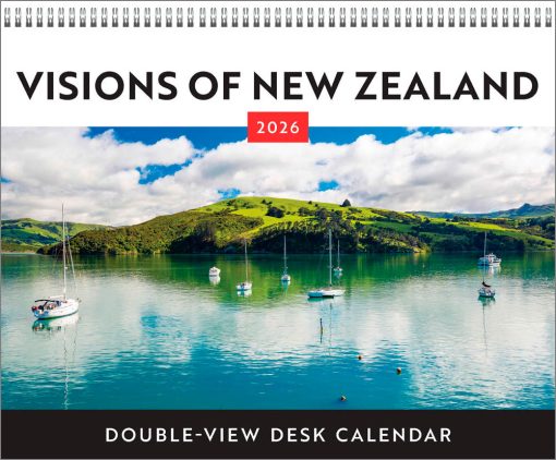 Visions of New Zealand | 2026 7.5 x 6 Inch Monthly Double-View Easel Desk Calendar | BrownTrout | Travel Scenic Oceania Photography