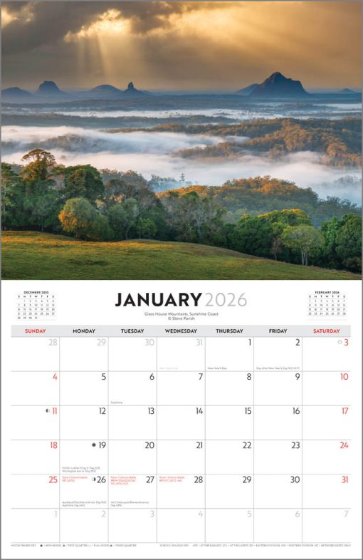 Brisbane & Queensland | Steve Parish | 2026 19 x 12 Inch (Hanging) Monthly Landscape Wall Calendar | BrownTrout | Travel Scenic Oceania Photography