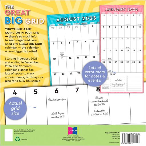 Great Big Grid 2026 Square Planner Wall Calendar