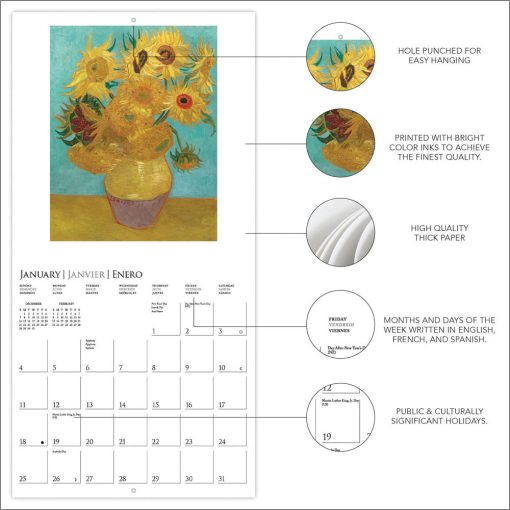 Van Gogh 2026 178 mm x 178 mm Mini Wall Calendar