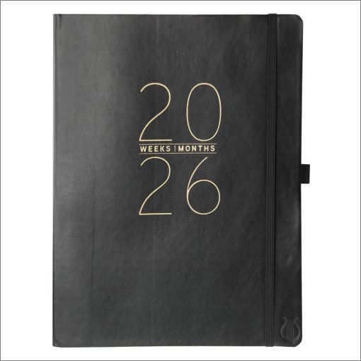 Classic Black 8x10 Vegan Leather 2026 Planner Calendar