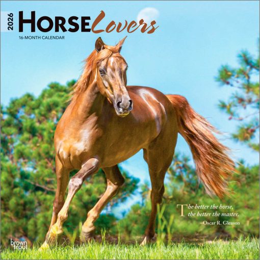 Horse Lovers | 2026 12 x 24 Inch (Hanging) Monthly Square Wall Calendar | Plastic-Free | BrownTrout | Animals Equestrian