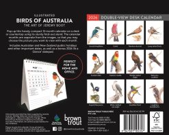 Alternative view of Birds of Australia | The Art of Jeremy Boot | 2026 7.5 x 6 Inch Monthly Double-View Easel Desk Calendar | Foil Stamped Cover | BrownTrout | Animals Ornithology Wildlife