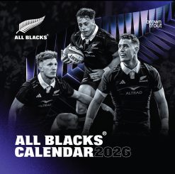 All Blacks OFFICIAL | 2026 12 x 24 Inch (Hanging) Monthly Square Wall Calendar | Plastic-Free | BrownTrout | Rugby Sport