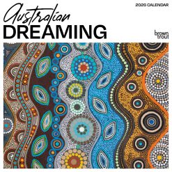 Australian Dreaming | 2026 12 x 24 Inch (Hanging) Monthly Square Wall Calendar | Plastic-Free | BrownTrout | Aboriginal Art