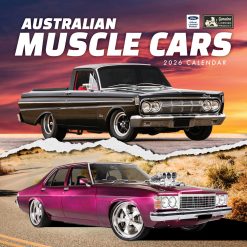 Australian Muscle Cars OFFICIAL | 2026 12 x 24 Inch (Hanging) Monthly Square Wall Calendar | Plastic-Free | BrownTrout | Automotive Horsepower