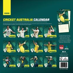 Alternative view of Cricket Australia | 2026 12 x 24 Inch (Hanging) Monthly Square Wall Calendar | Plastic-Free | BrownTrout | Sport Wicket CA ACB