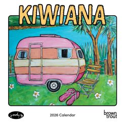 Kiwiana | 2026 12 x 24 Inch (Hanging) Monthly Square Wall Calendar | Plastic-Free | BrownTrout | Travel Drawing Oceania Australia