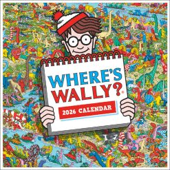 Where's Wally OFFICIAL | 2026 12 x 24 Inch (Hanging) Monthly Square Wall Calendar | Plastic-Free | BrownTrout | Kids Children Entertainment