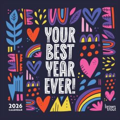 Your Best Year Ever | 2026 12 x 24 Inch (Hanging) Monthly Square Wall Calendar | Plastic-Free | BrownTrout | Inspirational Motivational