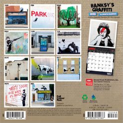 Alternative view of Banksy's Graffiti OFFICIAL | 2026 7 x 14 Inch (Hanging) Monthly Mini Wall Calendar | BrownTrout | Drawings Street Art Design
