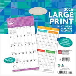 Alternative view of Large Print | 2026 12 x 24 Inch (Hanging) Monthly Square Wall Calendar | Matte Paper | Plastic-Free | BrownTrout | Easy to See Large Font