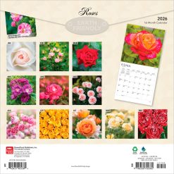 Alternative view of Roses | 2026 12 x 24 Inch (Hanging) Monthly Square Wall Calendar | Plastic-Free | BrownTrout | Flower Floral Plant Outdoor Nature Gardening