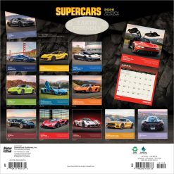 Alternative view of Supercars | 2026 12 x 24 Inch (Hanging) Monthly Square Wall Calendar | Plastic-Free | Motor Club | Automobiles Luxury Prestige Hypercars