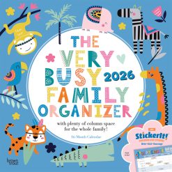 The Very Busy Family Organizer | 2026 12 x 24 Inch (Hanging) Monthly Square Wall Calendar | Matte Paper and Sticker Sheet | Plastic-Free | BrownTrout | Planner Scheduler