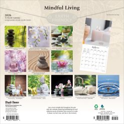Alternative view of Mindful Living | 2026 12 x 24 Inch (Hanging) Monthly Square Wall Calendar | Plastic-Free | Brush Dance | Art Quotes Photography Inspiration