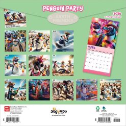 Alternative view of Penguin Party | 2026 12 x 24 Inch (Hanging) Monthly Square Wall Calendar | Plastic-Free | BrownTrout | Pets Funny Animals Birds