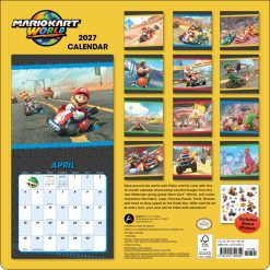 Alternative view of Mario Kart World 2027 Square with Bonus Stickers Wall Calendar