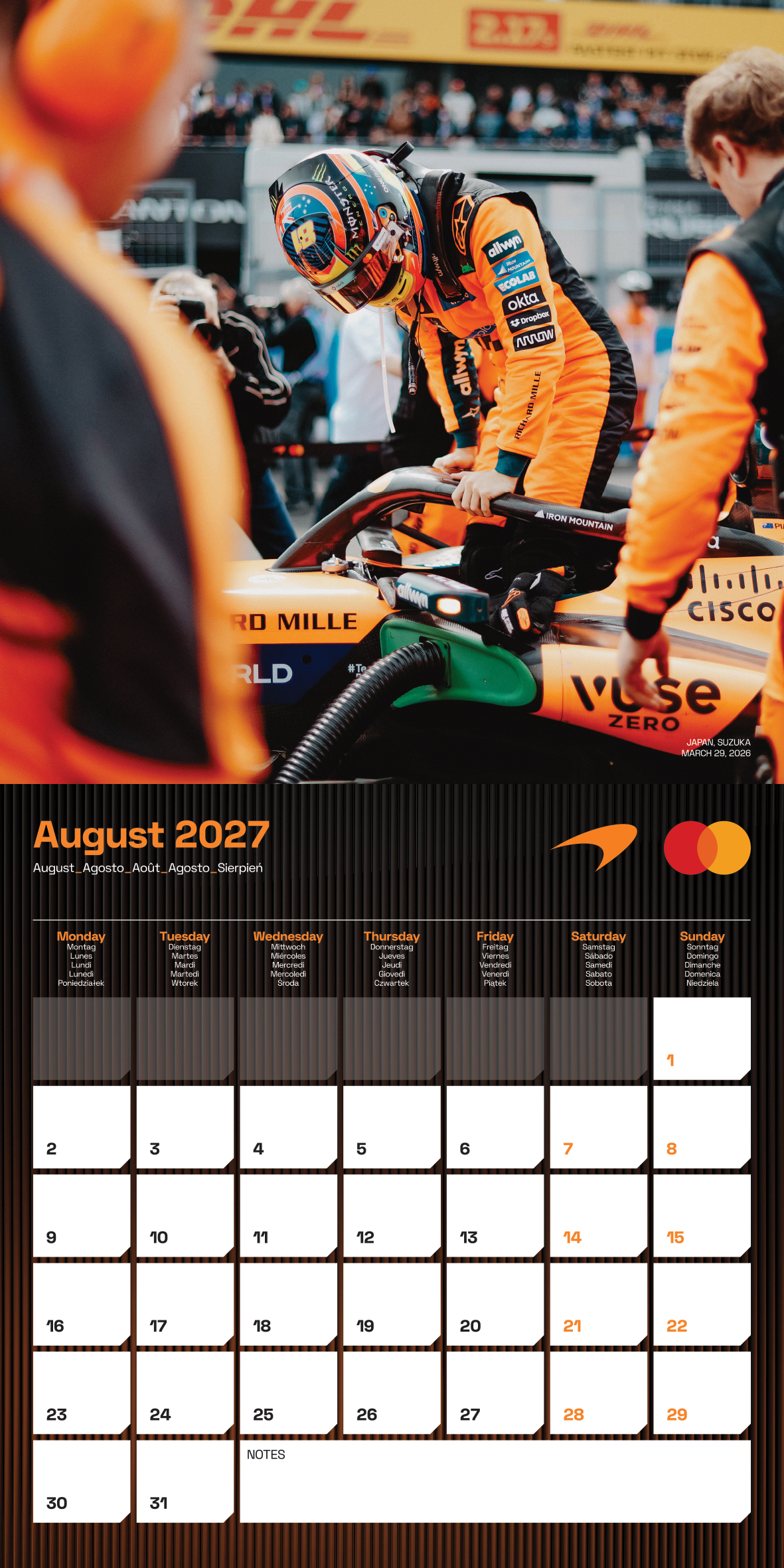 Alternative view of Formula 1 - McLaren 2027 Square Wall Calendar