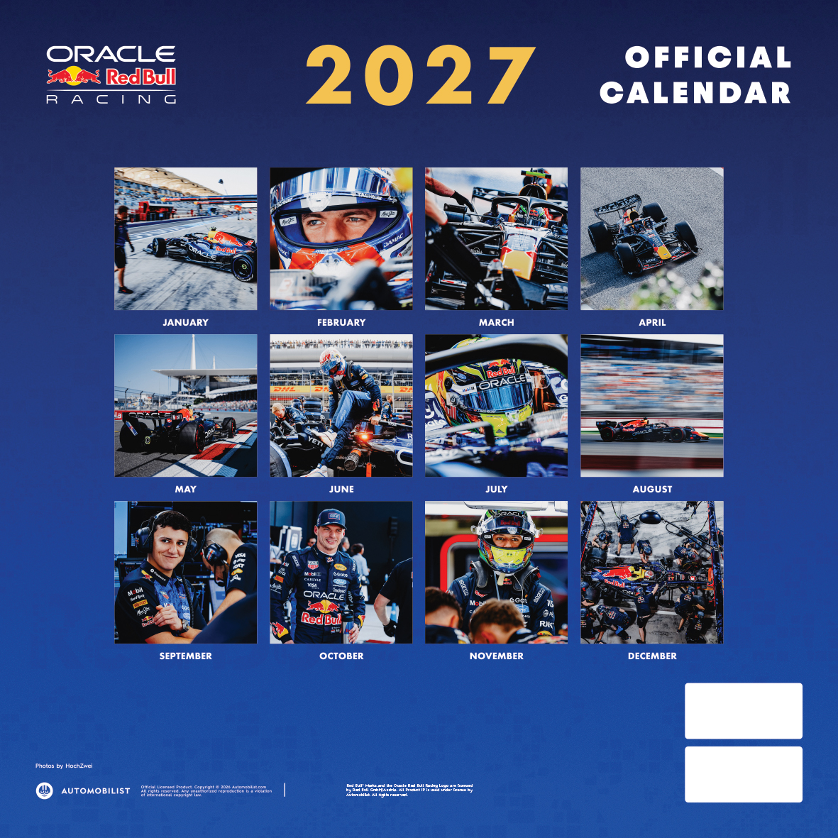 Alternative view of Formula 1 - Red Bull Racing - Official Calendar 2027 Square Wall Calendar
