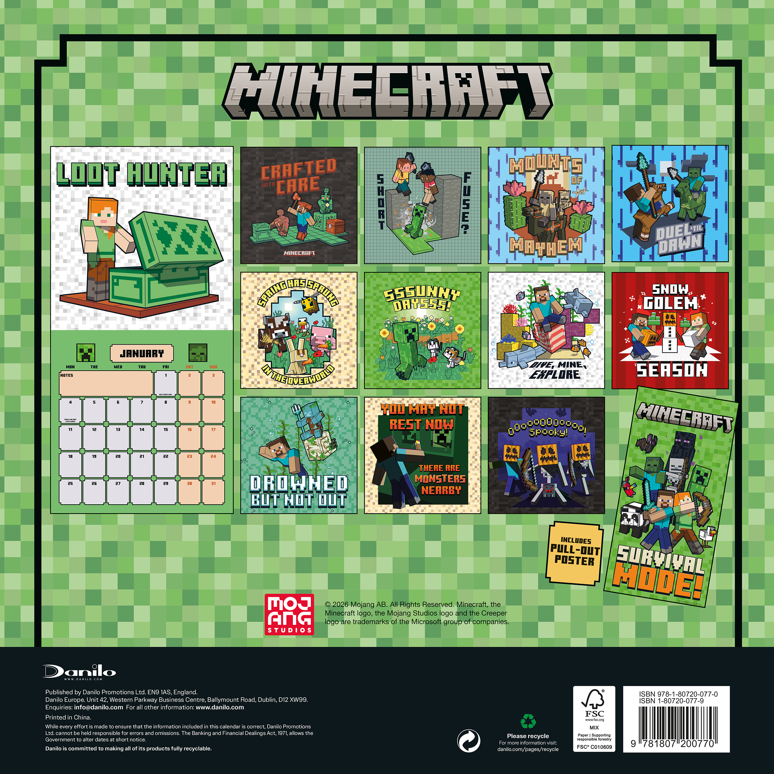 Alternative view of Minecraft 2027 Square Wall Calendar