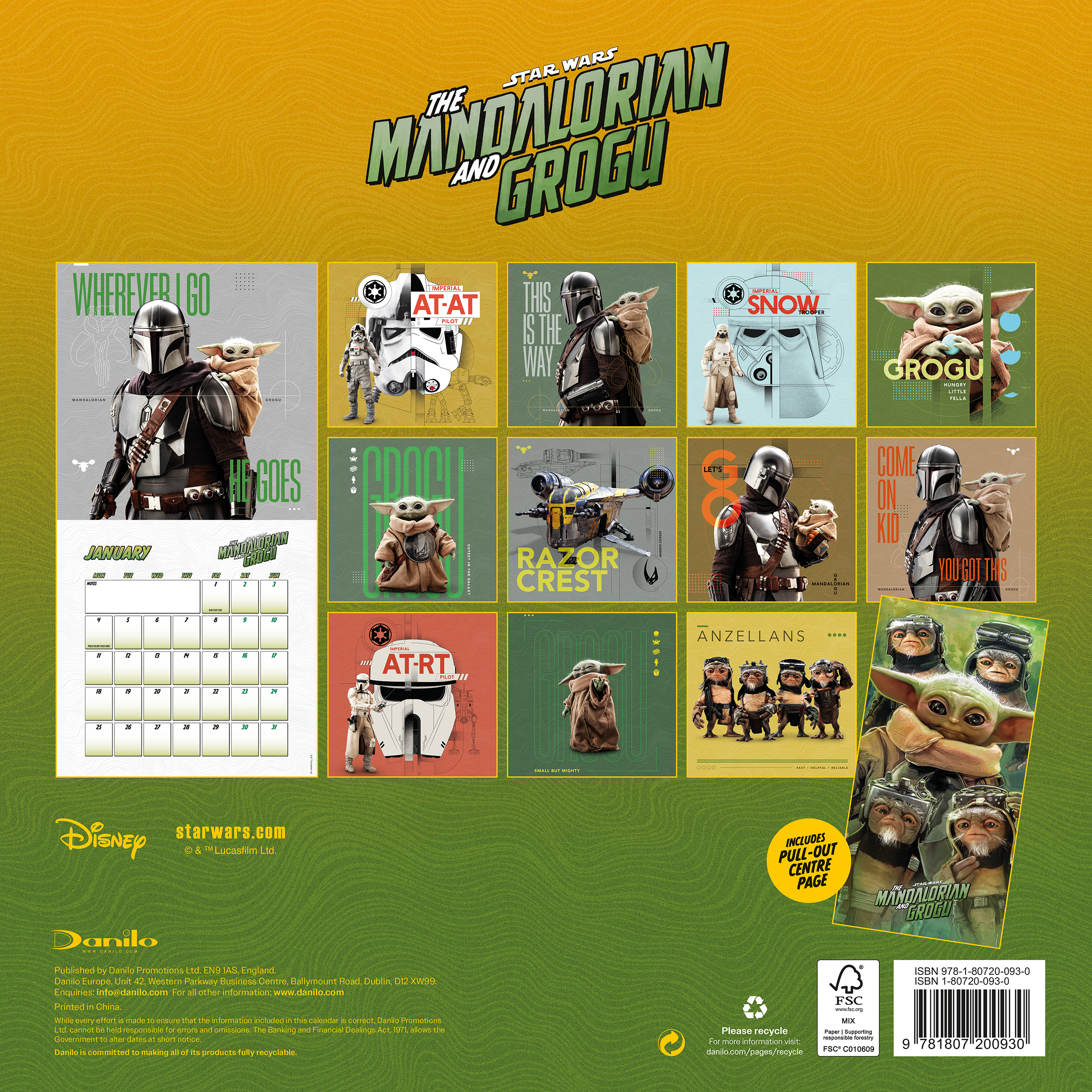 Alternative view of Star Wars Mandalorian And Grogu Movie 2027 Square Wall Calendar