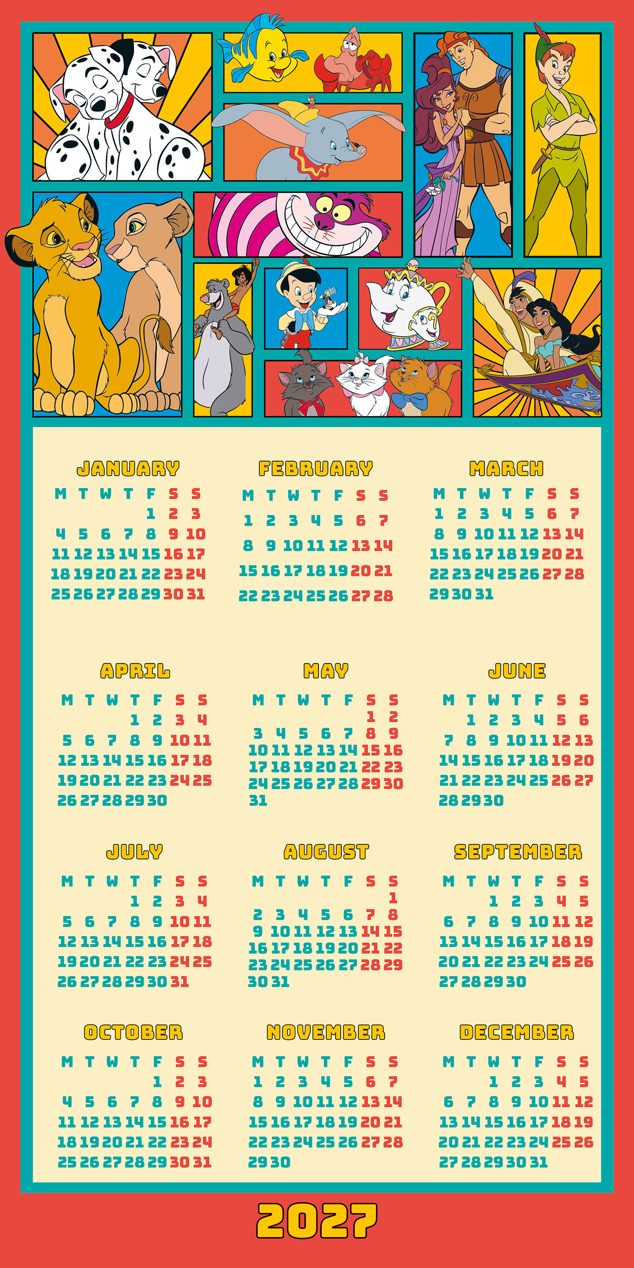 Alternative view of Disney Classics 2027 Family Organiser Square Wall Calendar
