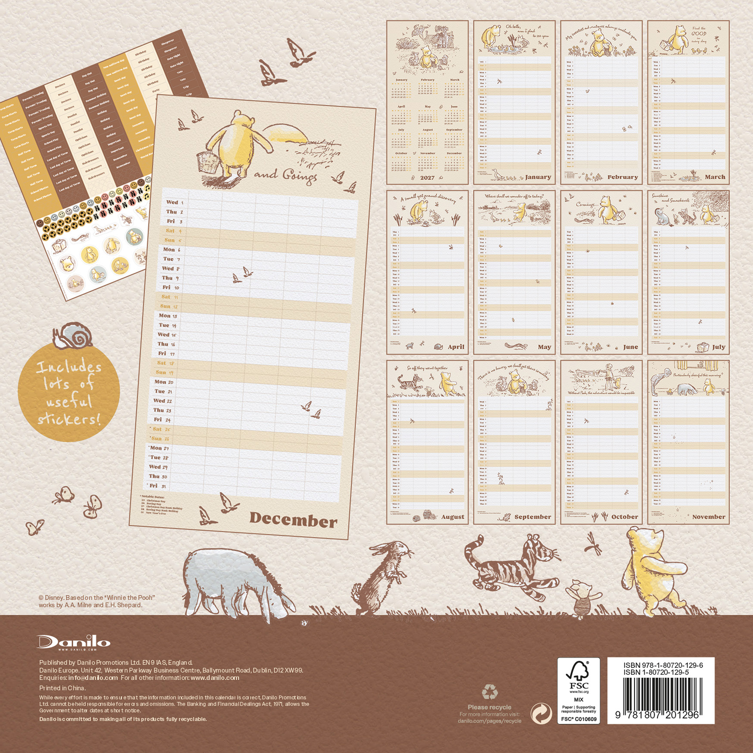 Alternative view of Winnie The Pooh Family Organiser 2027 Square Wall Calendar