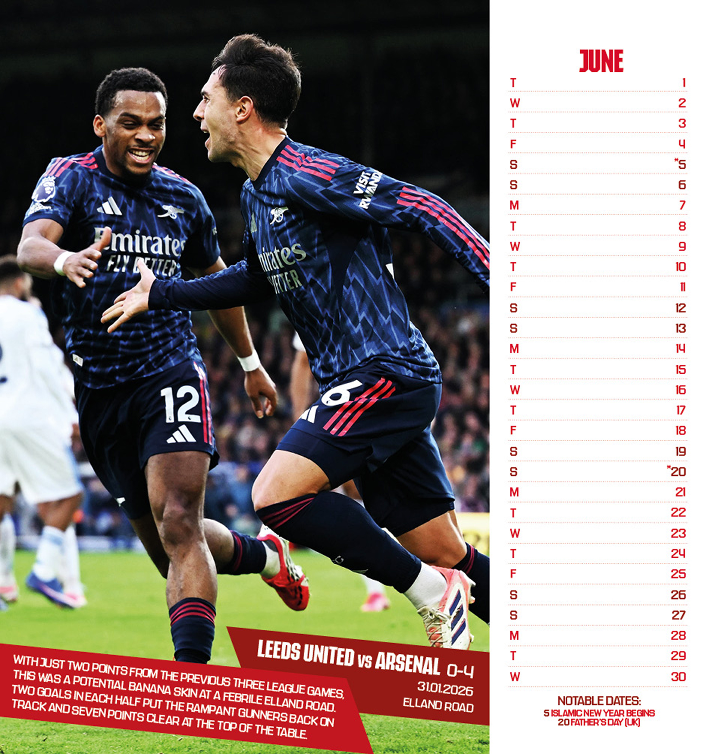 Alternative view of Arsenal FC 2027 Desk Easel Calendar (Postcards)