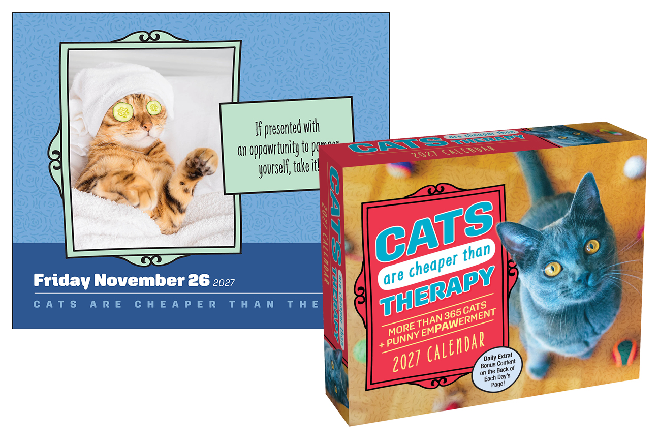 Alternative view of Cats Are Cheaper Than Therapy 2027 Boxed Desk Calendar