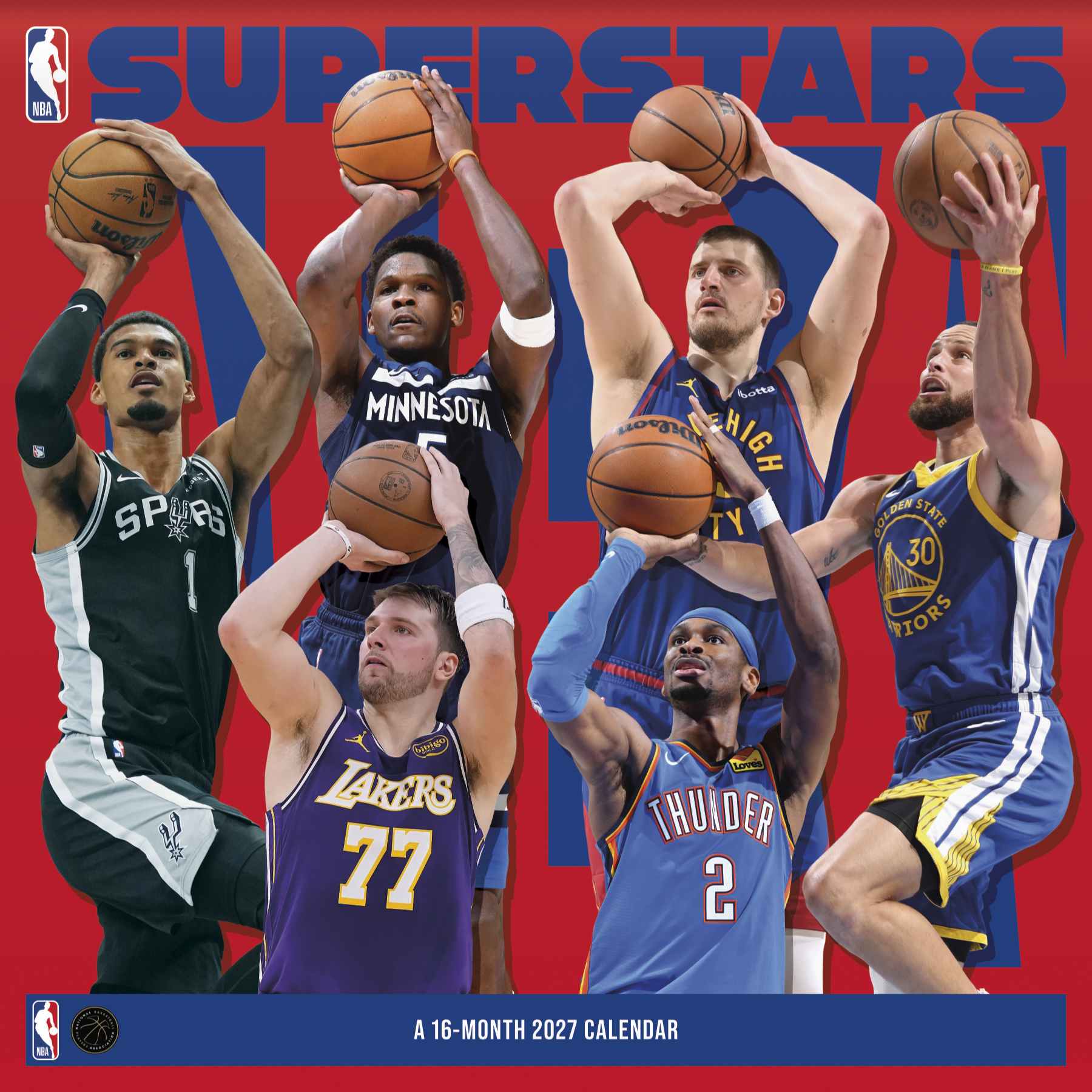 NBA Superstars 2027 Square Wall Calendar