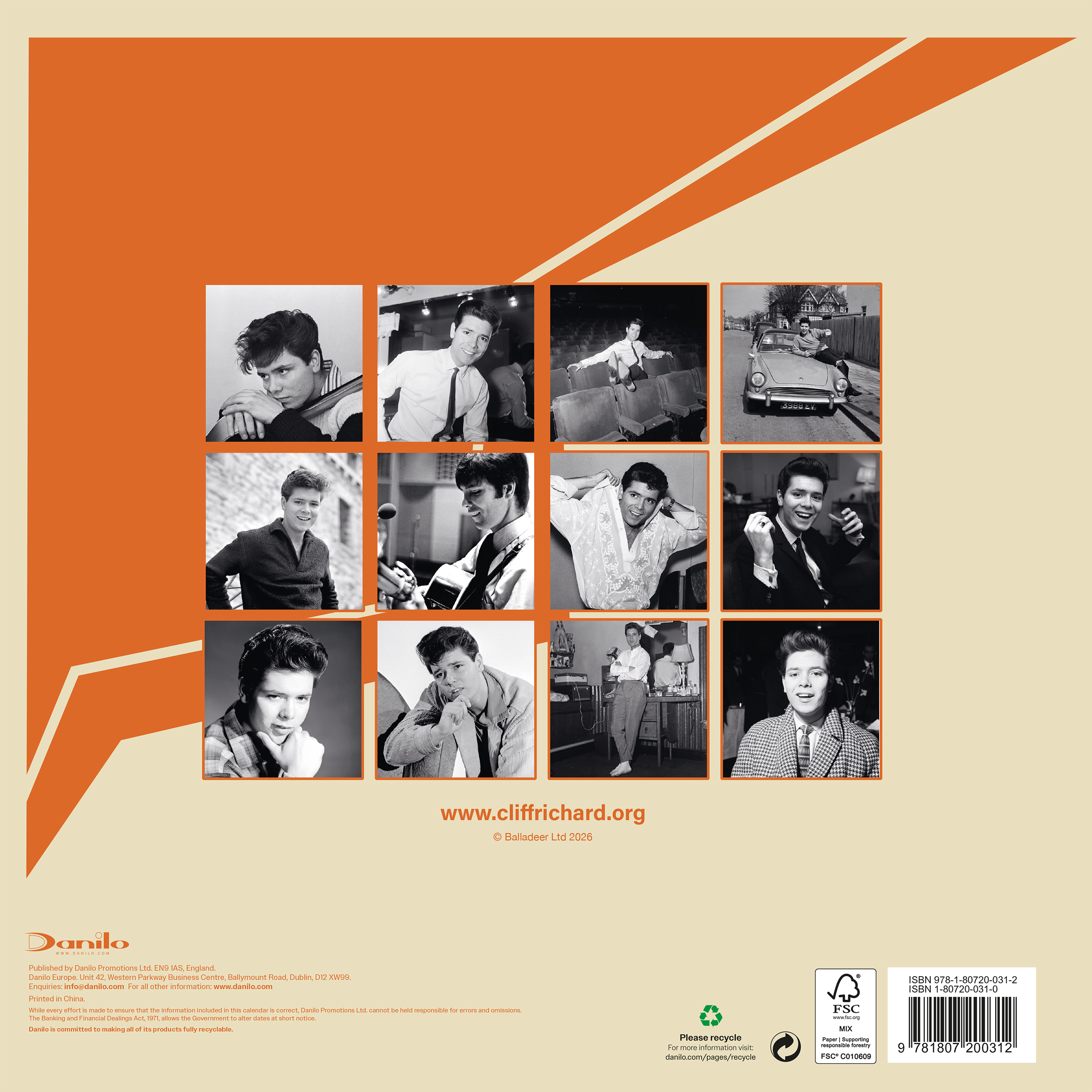 Alternative view of Cliff Richard Collector's Edition Record Sleeve 2027 Square Wall Calendar