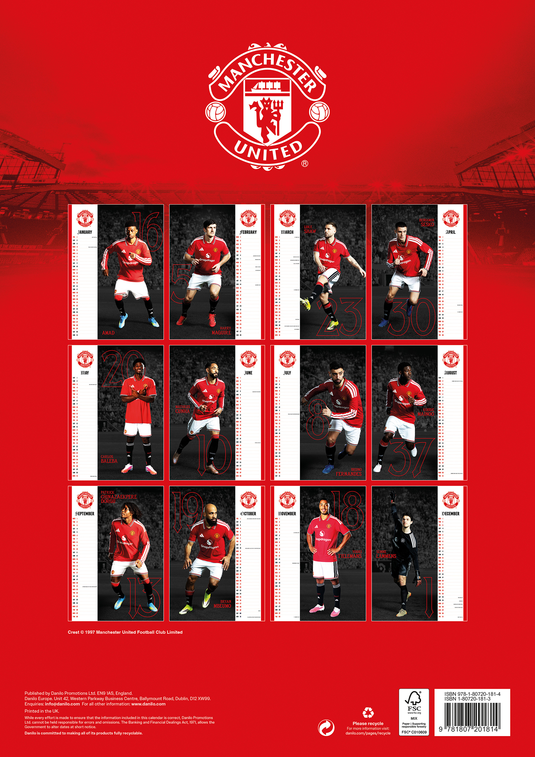 Alternative view of Manchester United FC 2027 A3 PF Wall Calendar