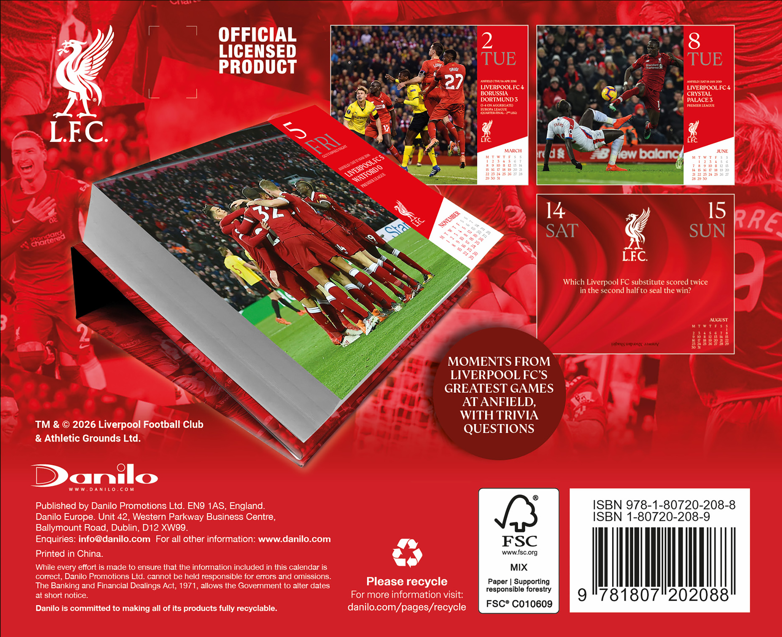 Alternative view of Liverpool FC 2027 Boxed Desk Calendar