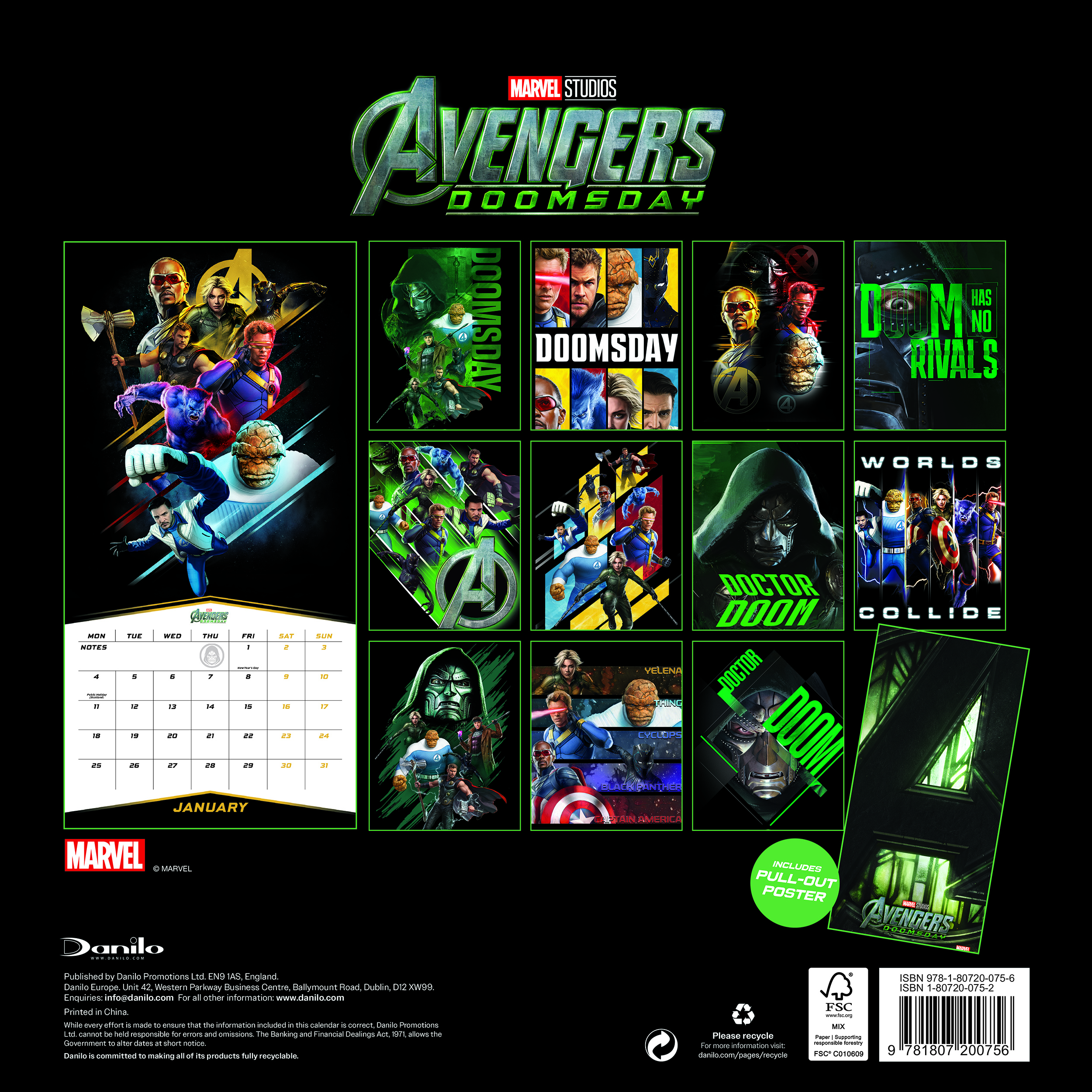 Alternative view of Marvel Avengers Dooms Day Movie 2027 Square Wall Calendar